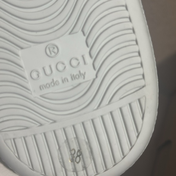 Gucci Ace Bow Leather Sneakers Velvet Slip On Cream Gold Bee Closed Heel or Mule - Picture 14 of 15